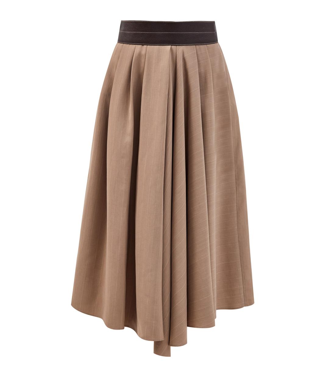 BRUNELLO CUCINELLI Бежевая шерстяная юбка миди, фото 1