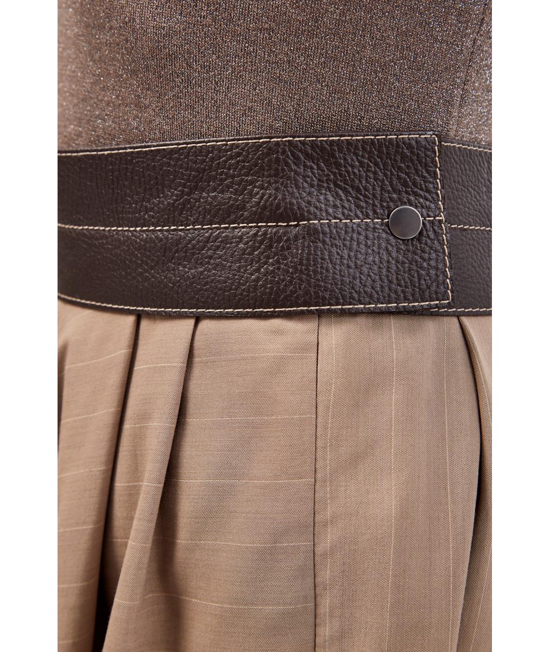 BRUNELLO CUCINELLI Бежевая шерстяная юбка миди, фото 5