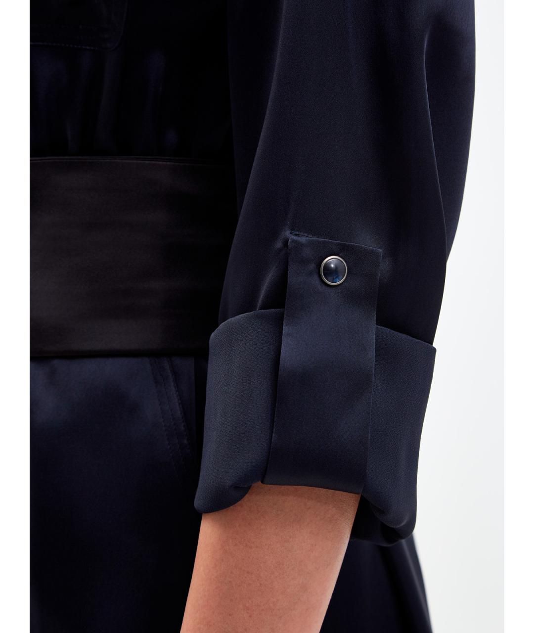 LORENA ANTONIAZZI Темно-синее ацетатное повседневное платье, фото 5