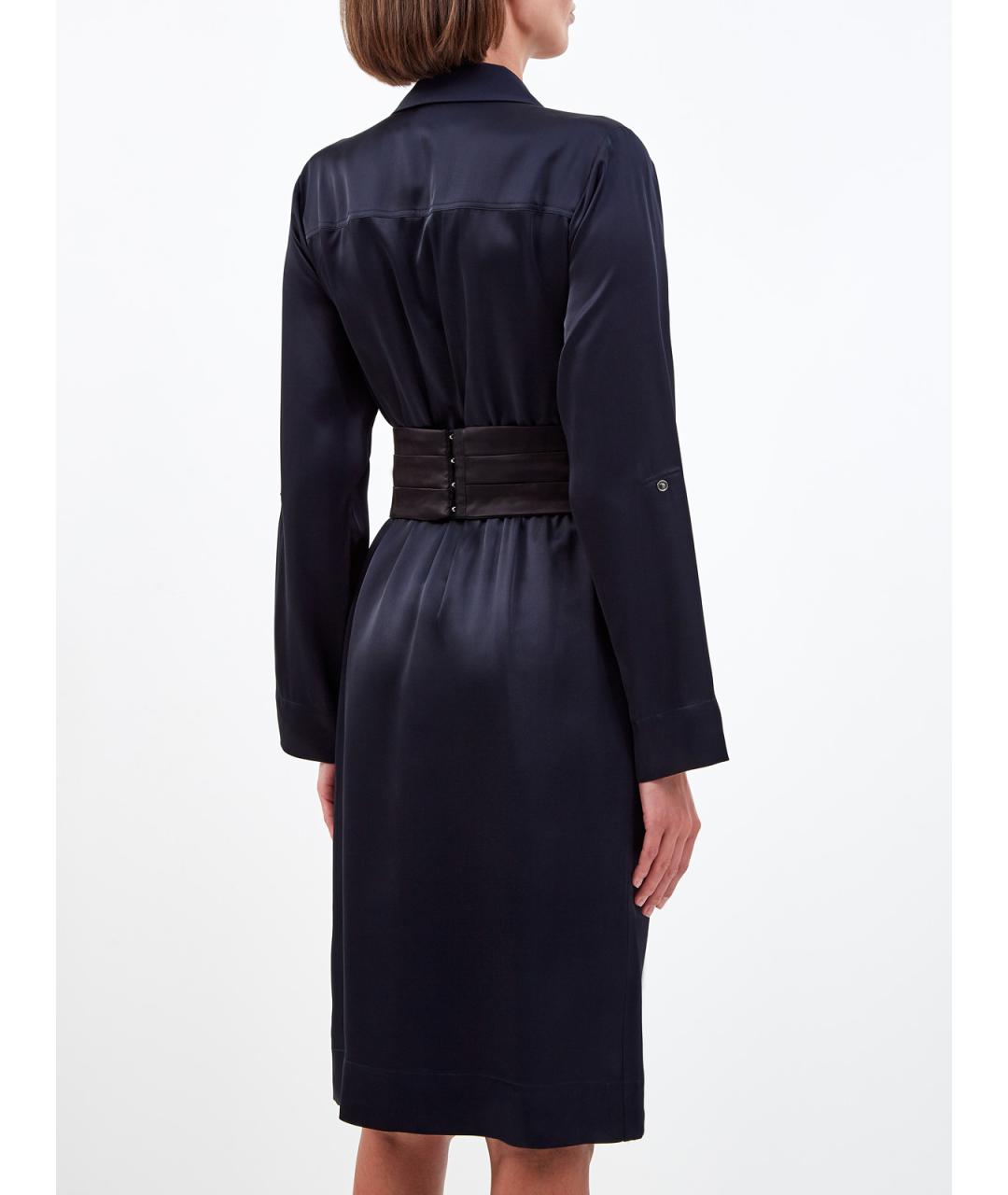 LORENA ANTONIAZZI Темно-синее ацетатное повседневное платье, фото 4