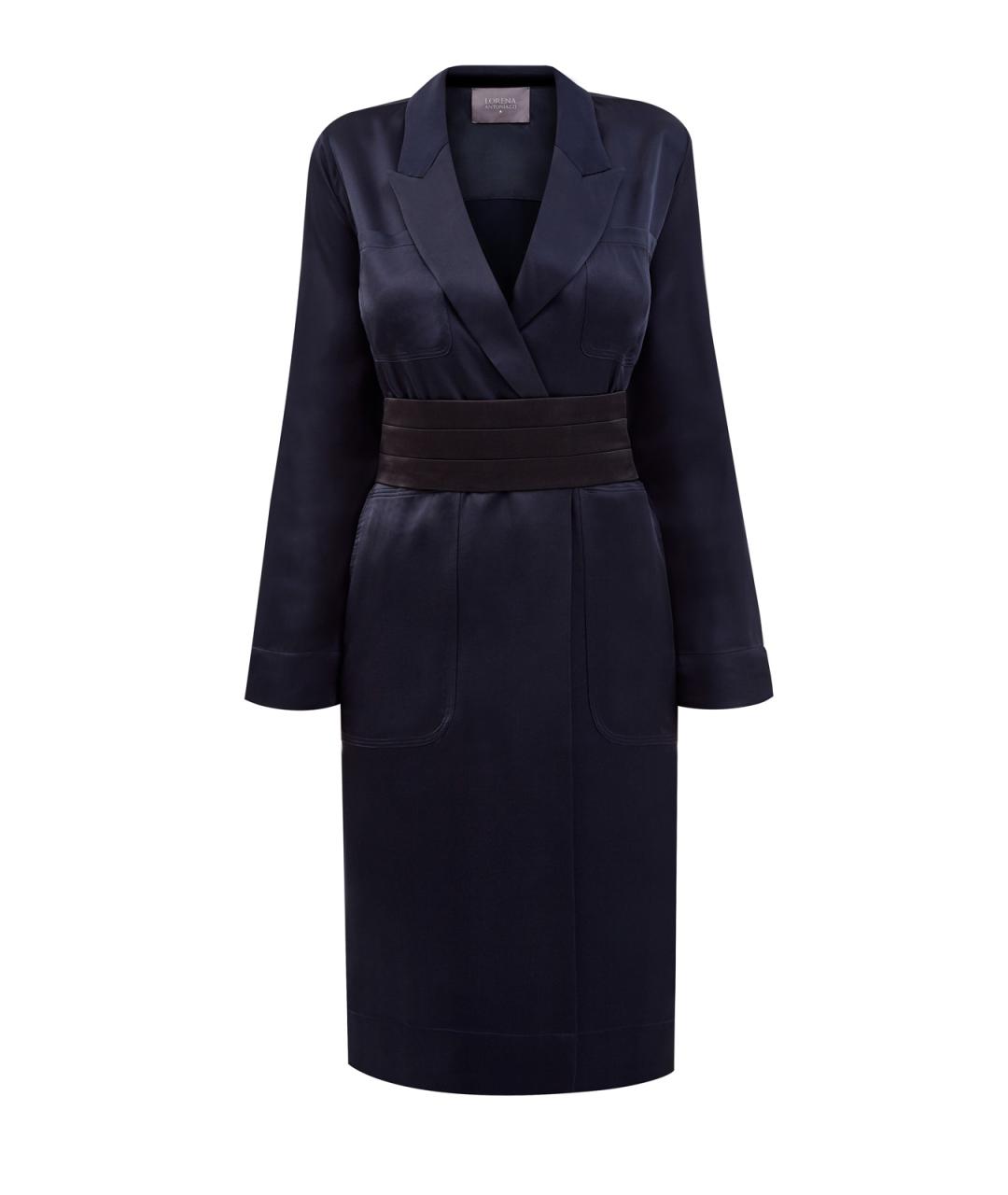 LORENA ANTONIAZZI Темно-синее ацетатное повседневное платье, фото 1