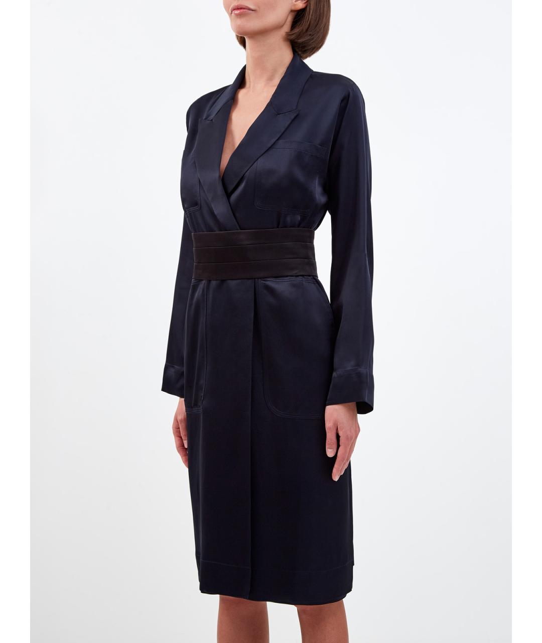 LORENA ANTONIAZZI Темно-синее ацетатное повседневное платье, фото 3