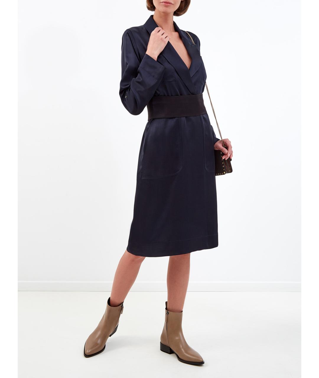 LORENA ANTONIAZZI Темно-синее ацетатное повседневное платье, фото 2