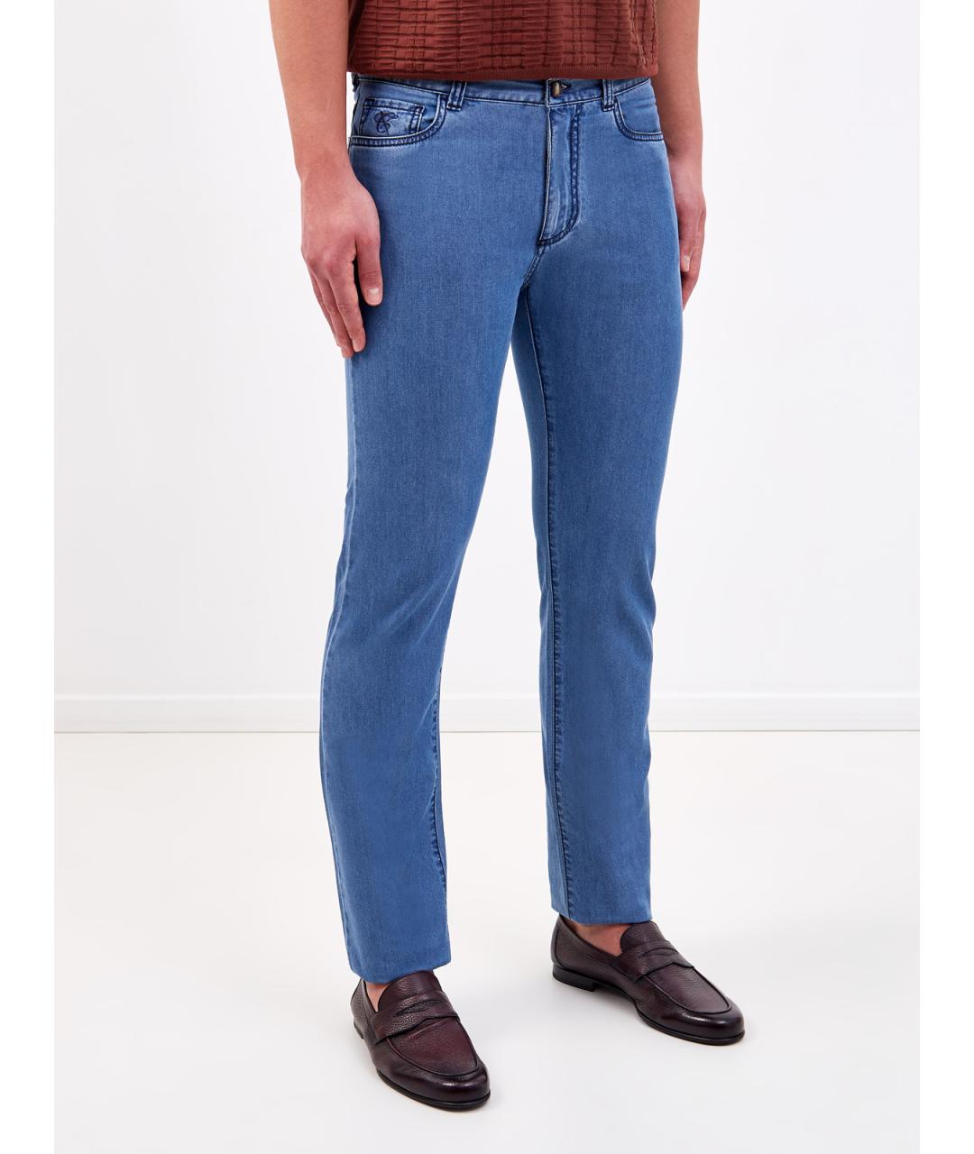 CANALI Синие хлопковые джинсы скинни, фото 3