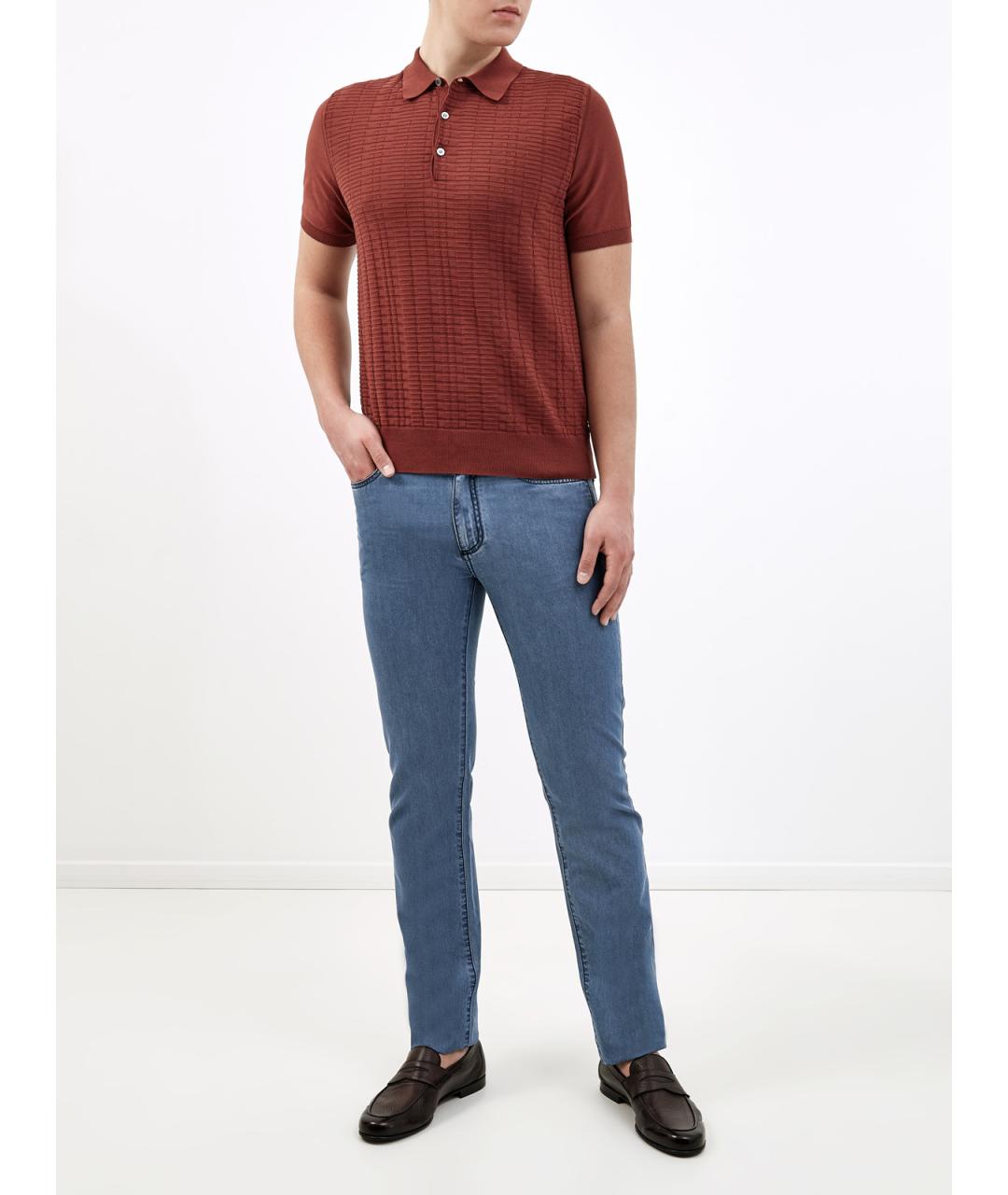 CANALI Синие хлопковые джинсы скинни, фото 2
