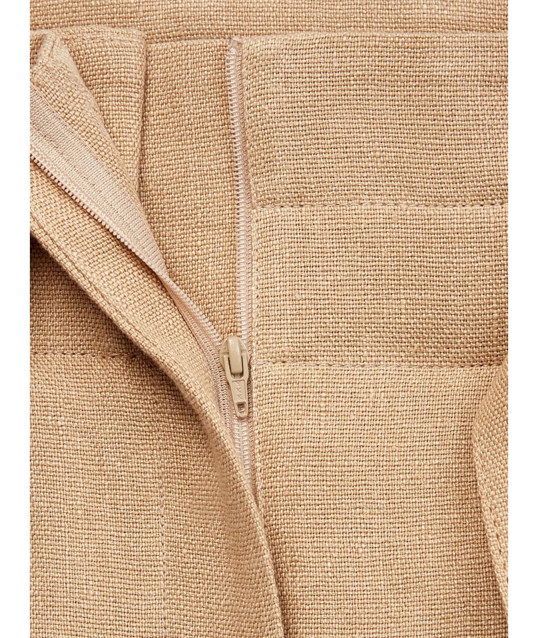 BRUNELLO CUCINELLI Бежевая льняная юбка мини, фото 6