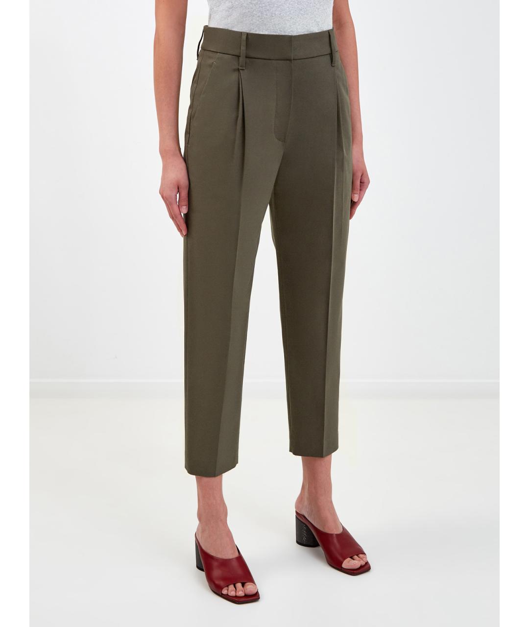 BRUNELLO CUCINELLI Хаки хлопковые брюки узкие, фото 3