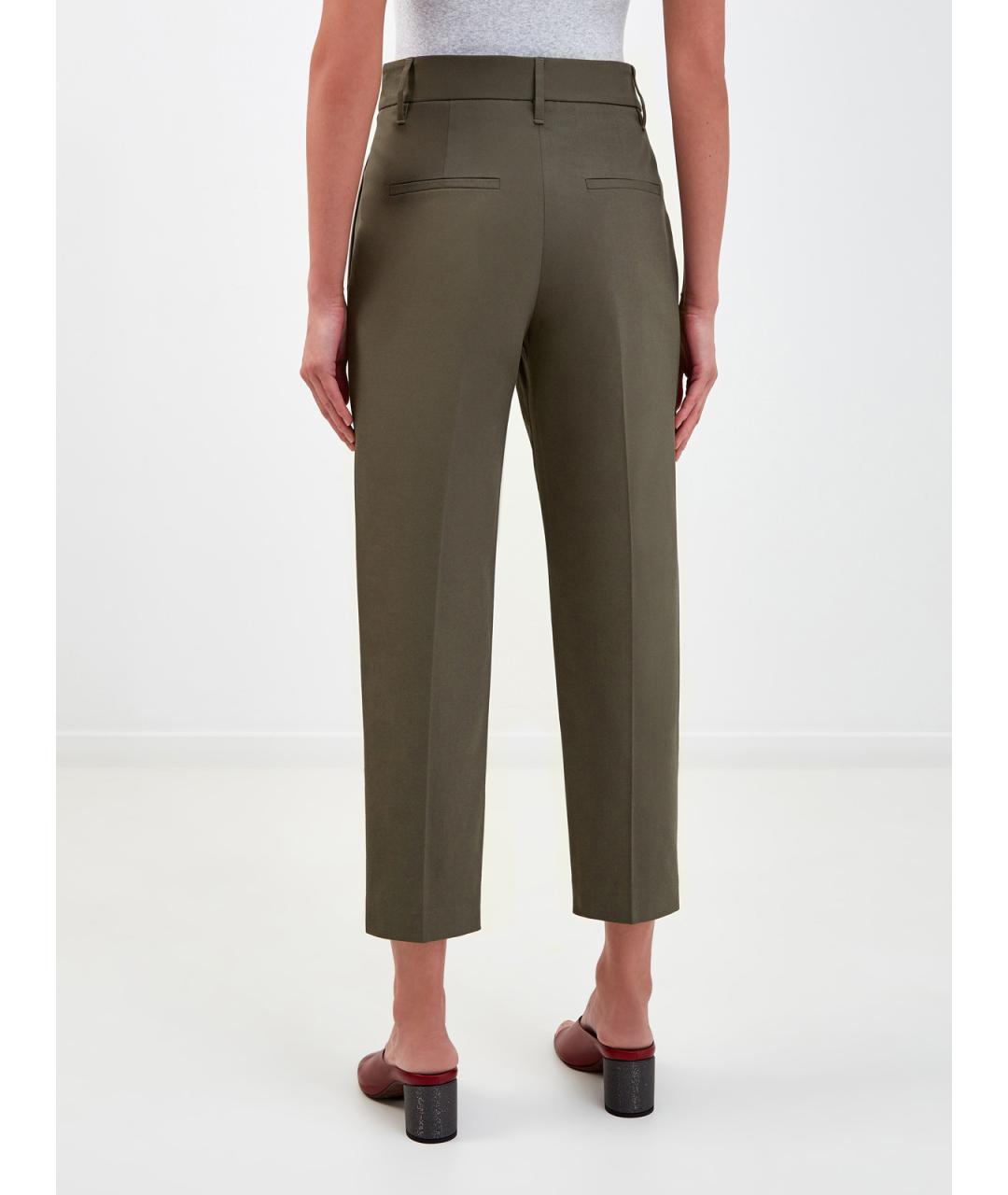 BRUNELLO CUCINELLI Хаки хлопковые брюки узкие, фото 4