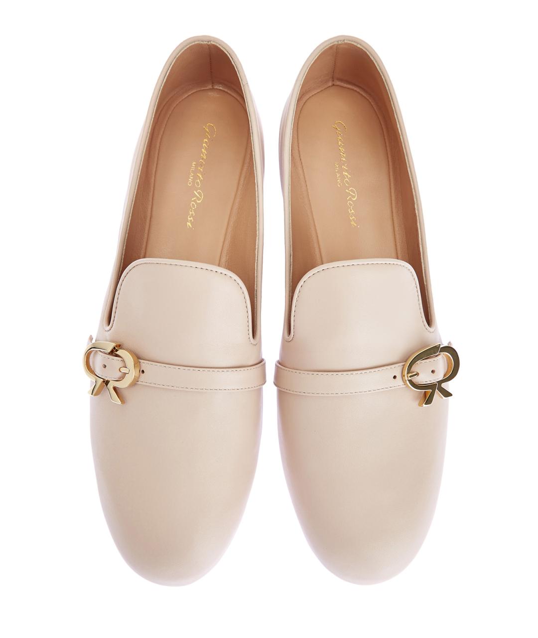 GIANVITO ROSSI Бежевые кожаные лоферы, фото 5