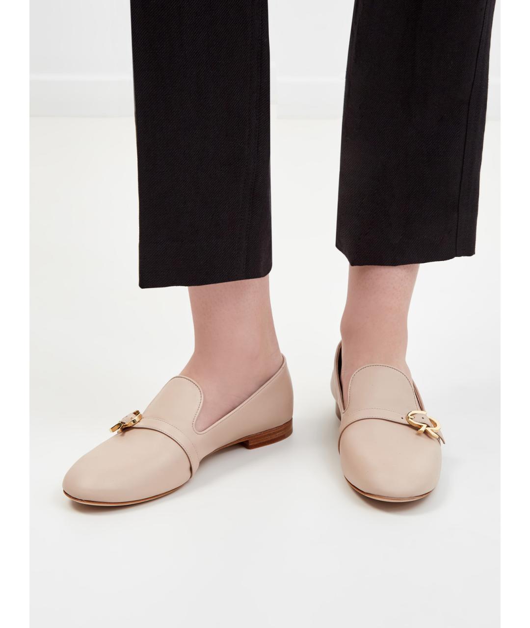 GIANVITO ROSSI Бежевые кожаные лоферы, фото 2