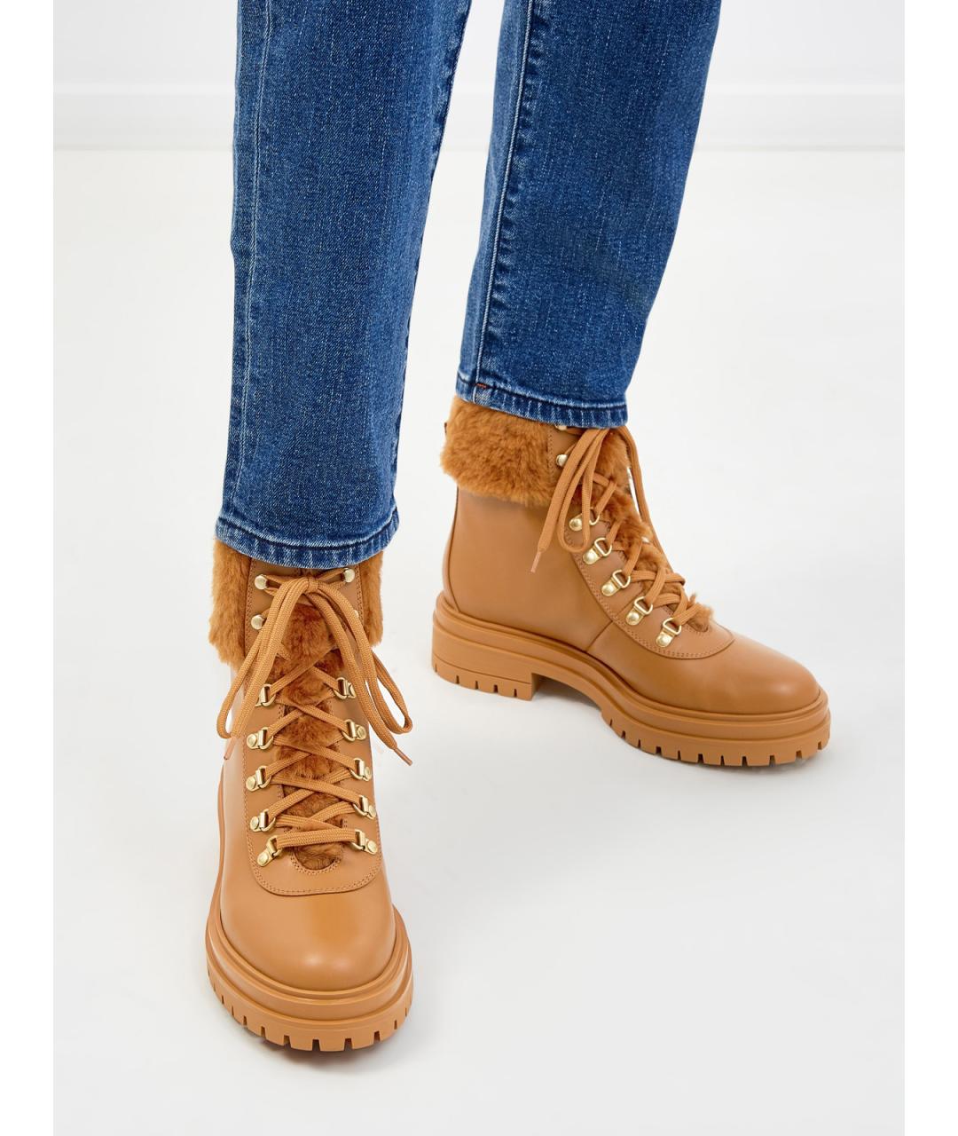 GIANVITO ROSSI Оранжевое кожаные ботинки, фото 2