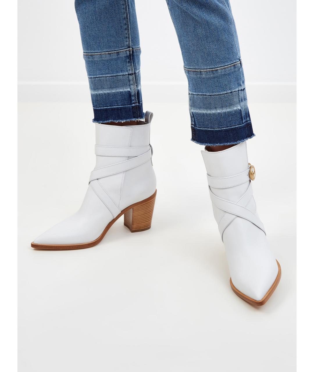 GIANVITO ROSSI Белые кожаные ботильоны, фото 2