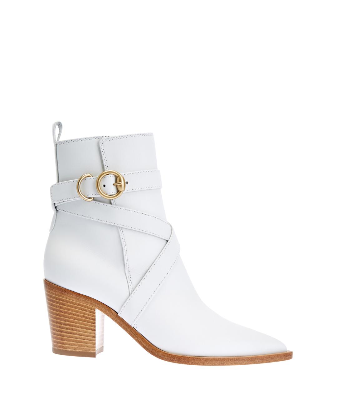 GIANVITO ROSSI Белые кожаные ботильоны, фото 1