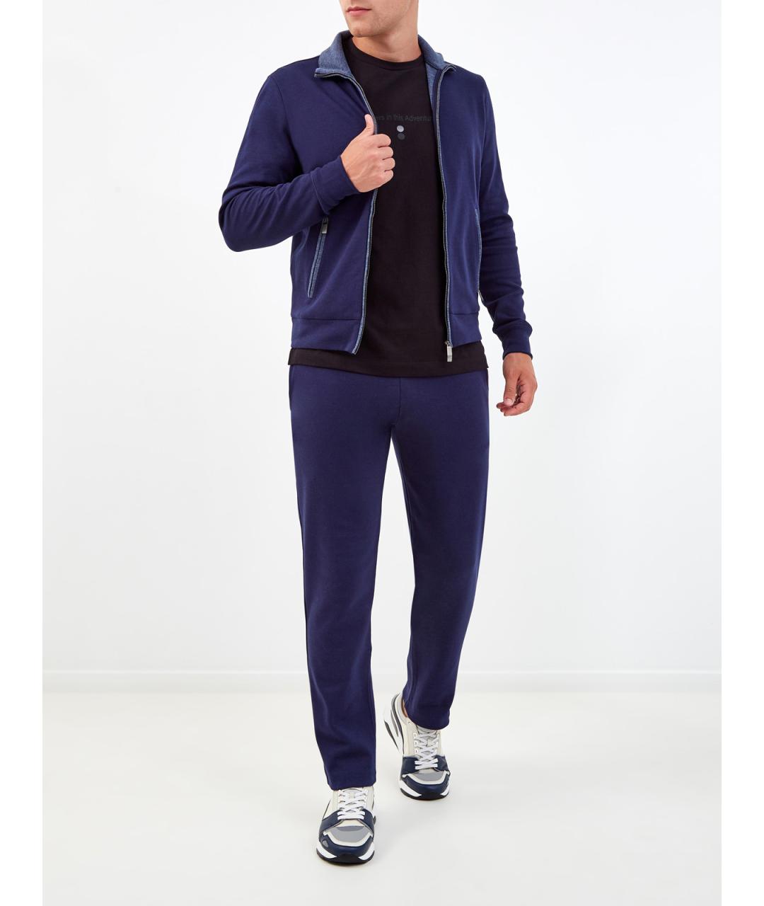 CANALI Синие хлопковые повседневные брюки, фото 2