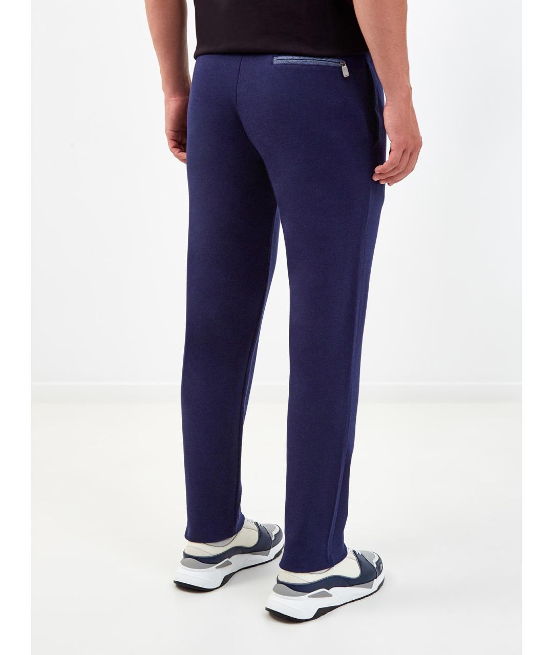 CANALI Синие хлопковые повседневные брюки, фото 4