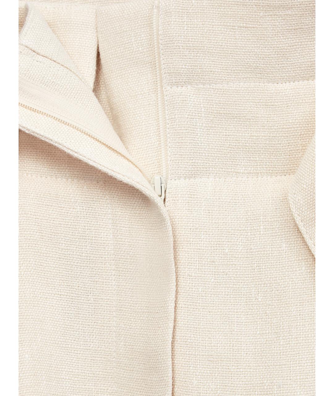 BRUNELLO CUCINELLI Бежевая льняная юбка мини, фото 6