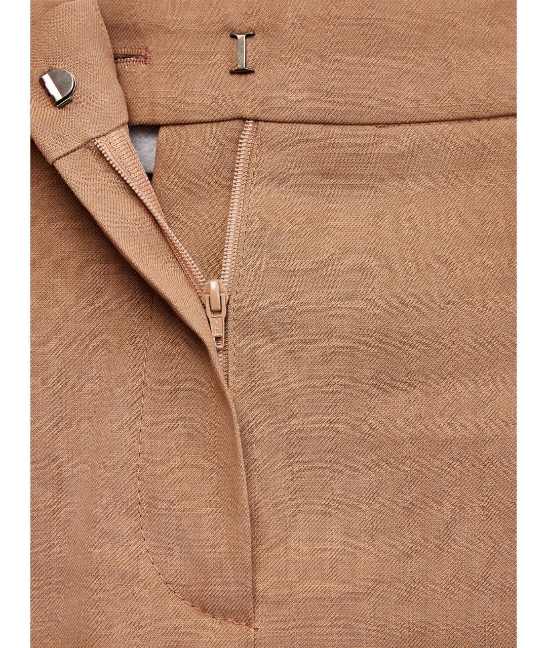 BRUNELLO CUCINELLI Коричневые льняные брюки узкие, фото 7