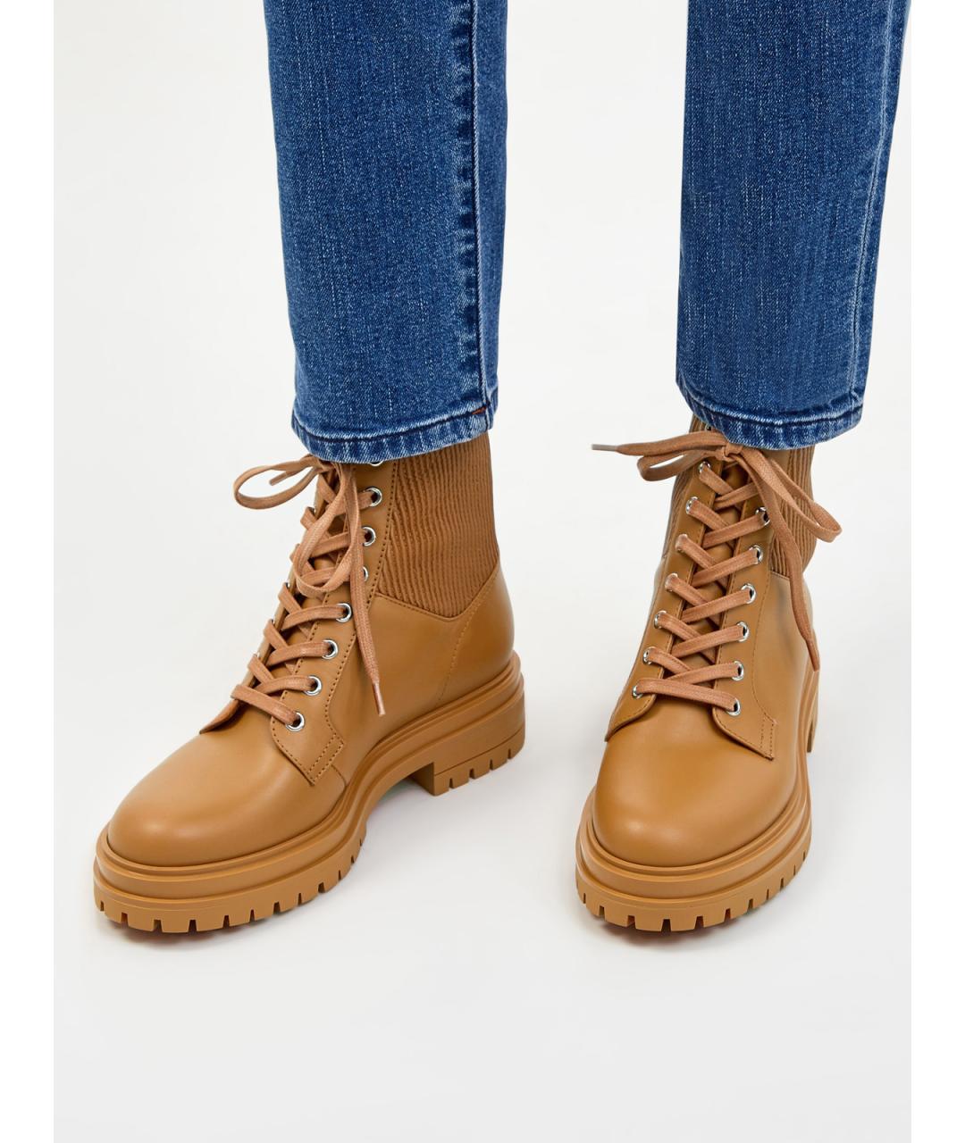 GIANVITO ROSSI Оранжевое кожаные ботинки, фото 2