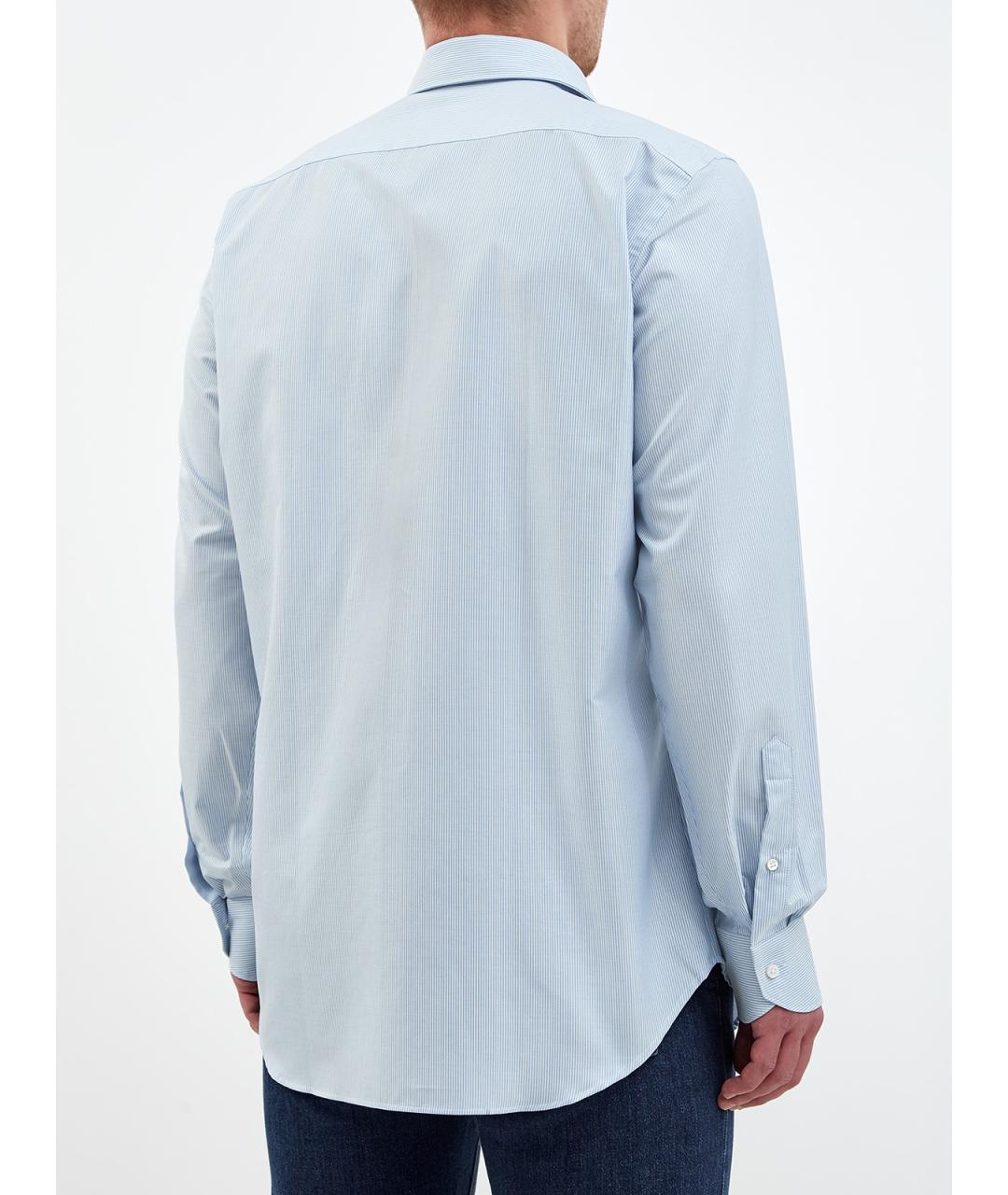 CANALI Голубая хлопковая классическая рубашка, фото 4