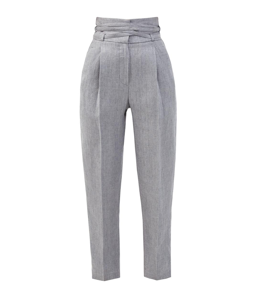 BRUNELLO CUCINELLI Серые льняные прямые брюки, фото 1