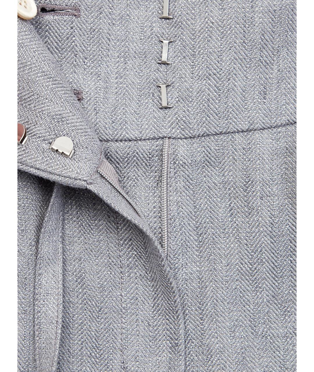 BRUNELLO CUCINELLI Серые льняные прямые брюки, фото 7