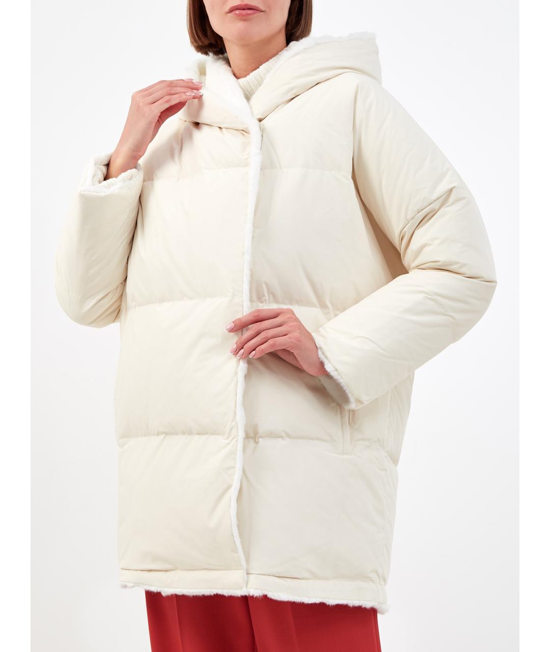 YVES SALOMON Бежевый полиэстеровый пуховик, фото 4