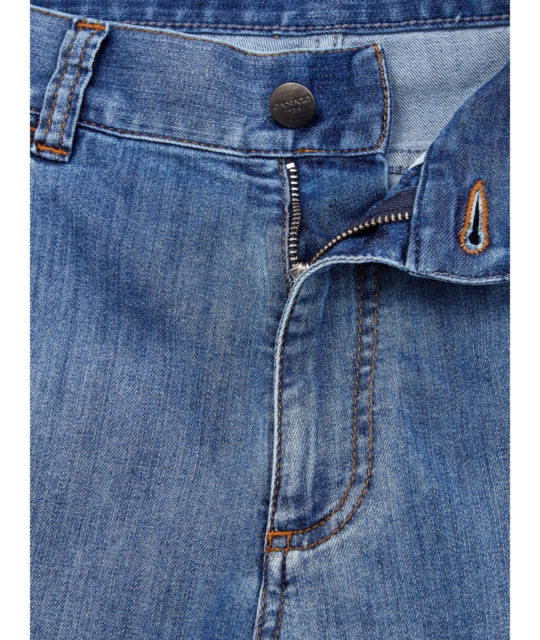 CANALI Синие хлопковые прямые джинсы, фото 7