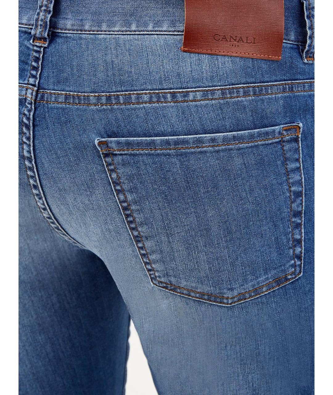 CANALI Синие хлопковые прямые джинсы, фото 6