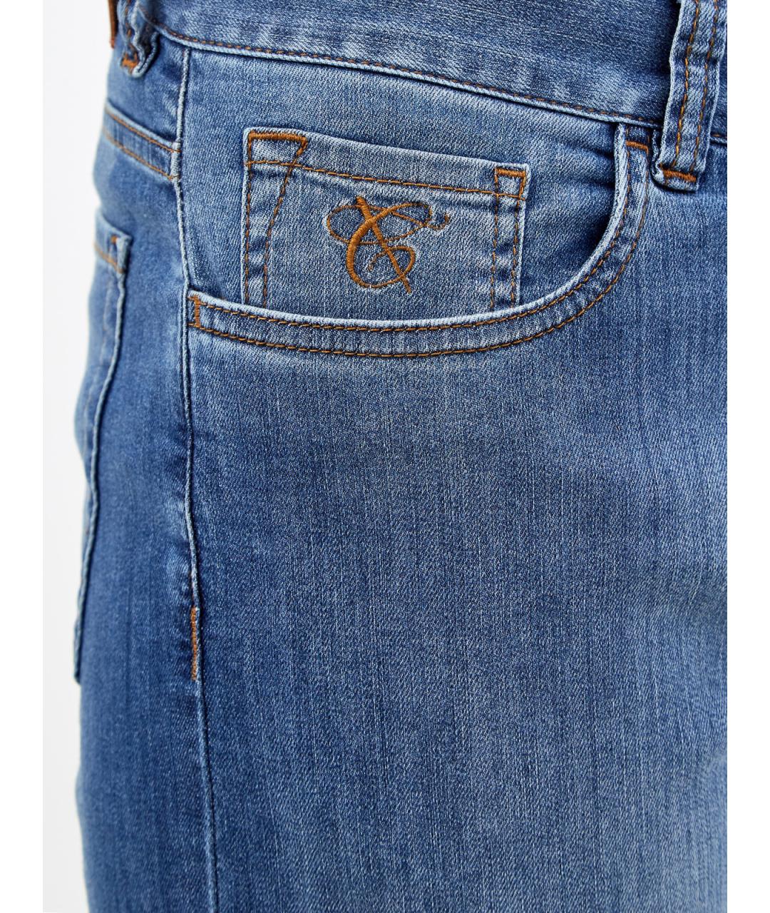 CANALI Синие хлопковые прямые джинсы, фото 5