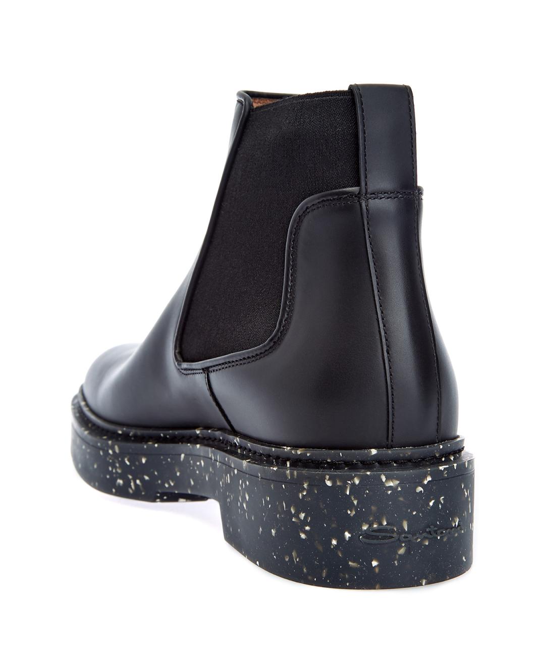 SANTONI Черные кожаные полусапоги, фото 4