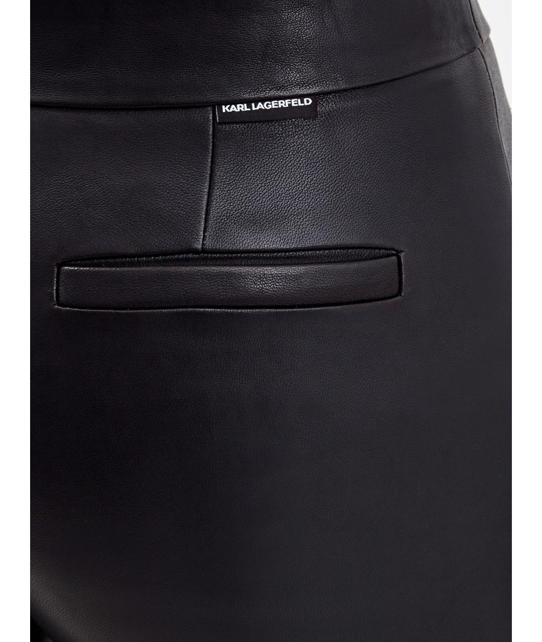 KARL LAGERFELD Черные кожаные брюки узкие, фото 6
