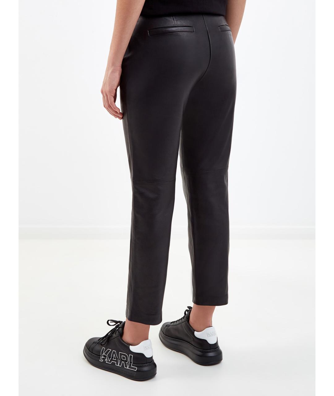 KARL LAGERFELD Черные кожаные брюки узкие, фото 4