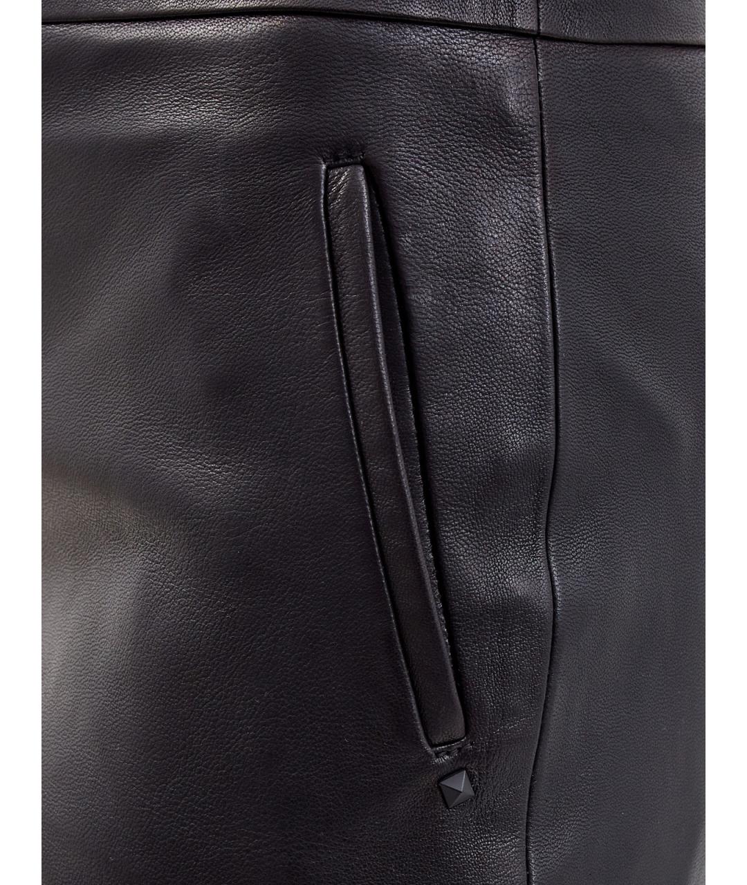 KARL LAGERFELD Черные кожаные брюки узкие, фото 5