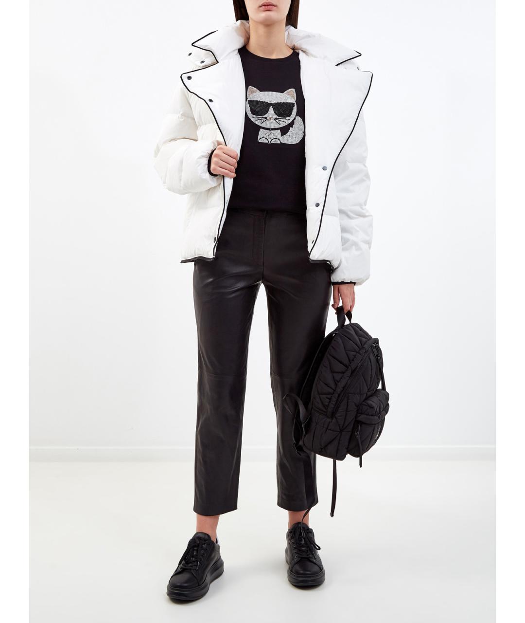 KARL LAGERFELD Черные кожаные брюки узкие, фото 2