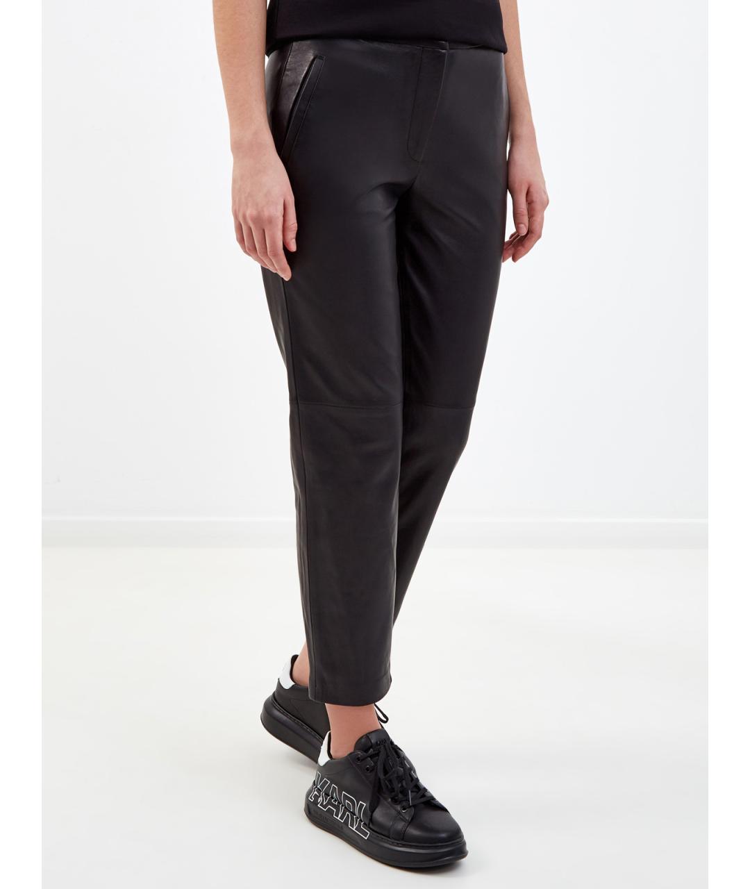 KARL LAGERFELD Черные кожаные брюки узкие, фото 3