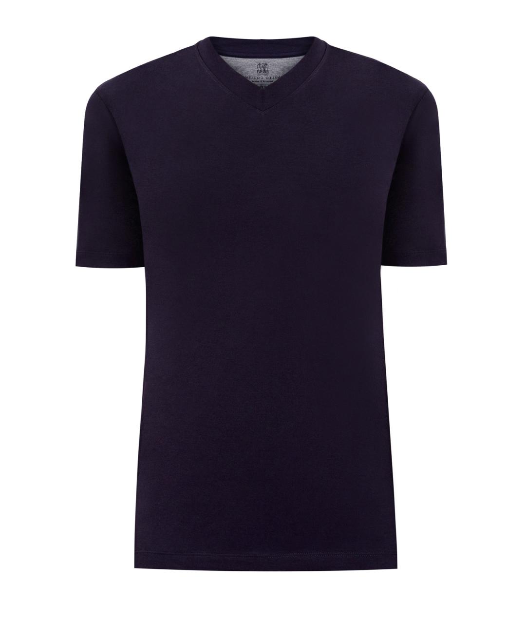 BRUNELLO CUCINELLI Синяя хлопковая футболка, фото 1