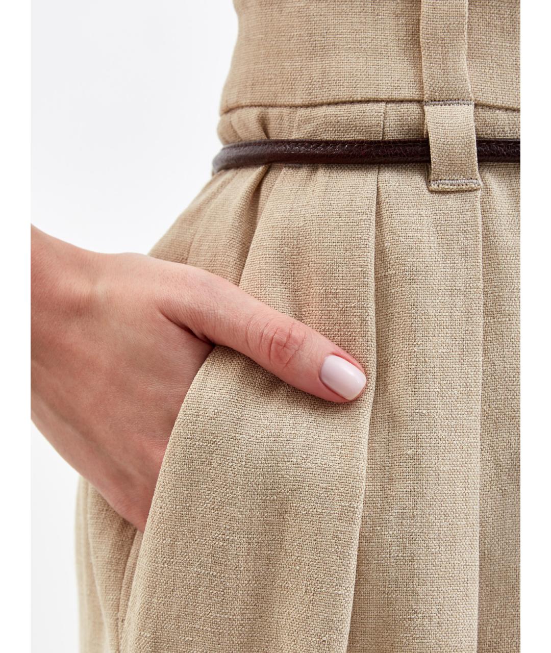 BRUNELLO CUCINELLI Бежевые льняные шорты, фото 5