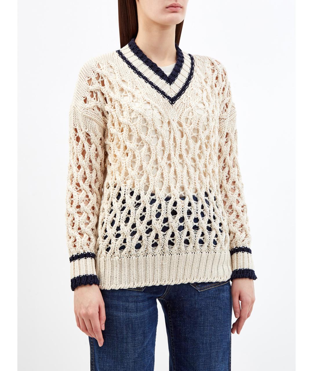 LORENA ANTONIAZZI Бежевый хлопковый джемпер / свитер, фото 3