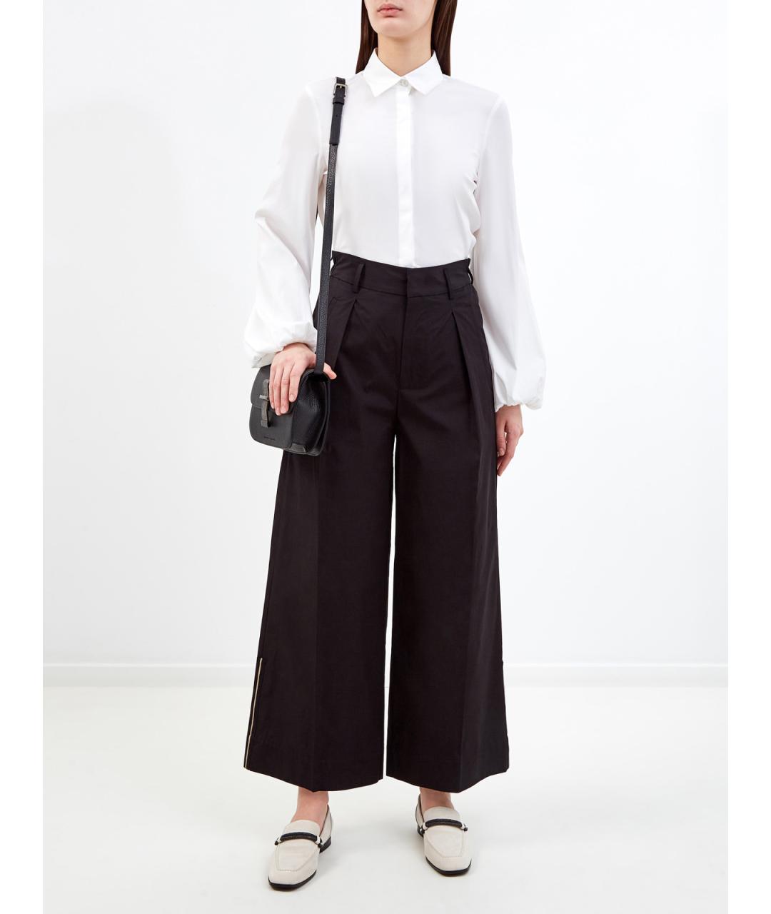 LORENA ANTONIAZZI Черные хлопковые брюки широкие, фото 2