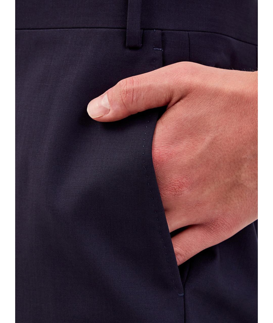 CANALI Темно-синие шерстяные повседневные брюки, фото 3