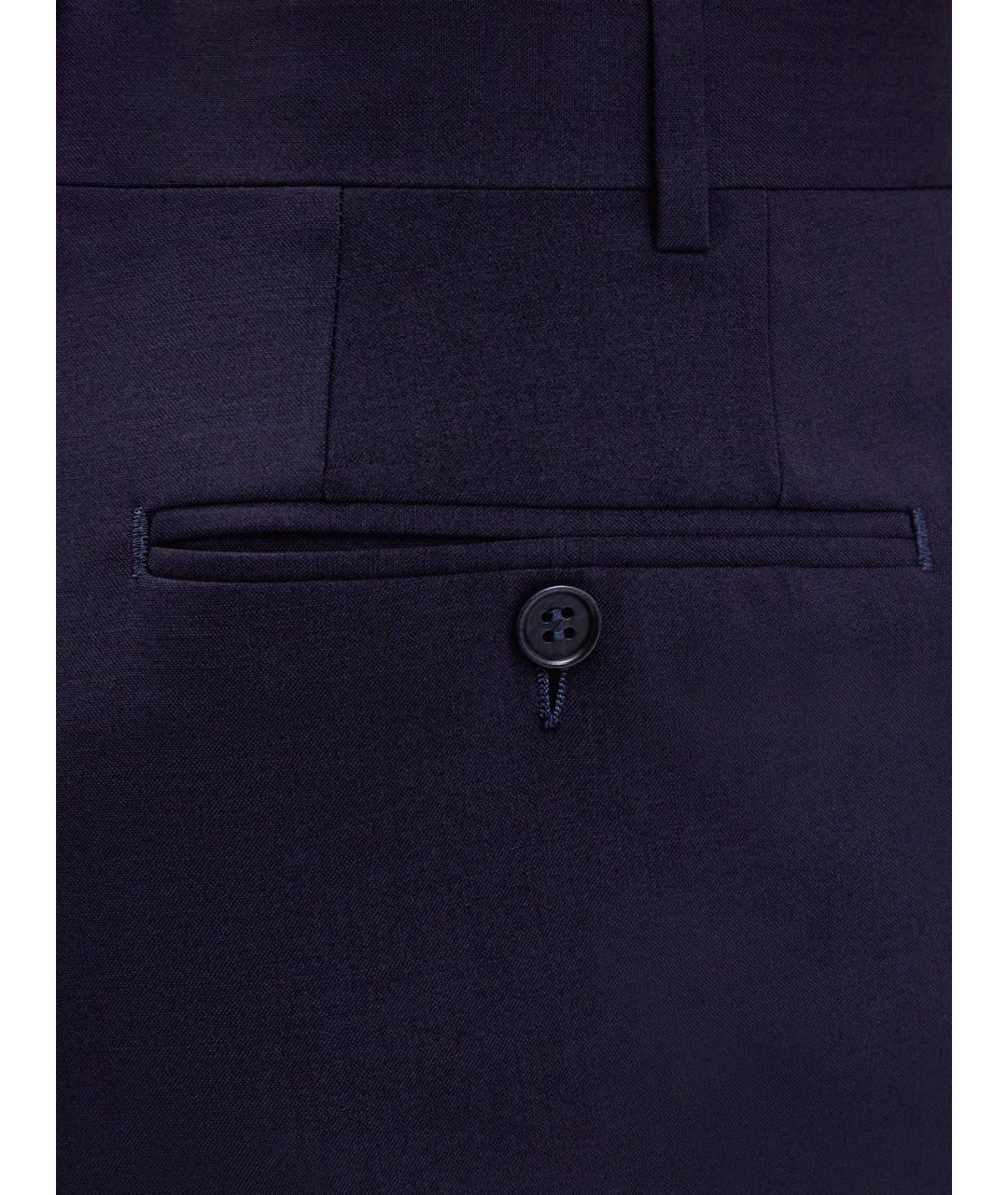 CANALI Темно-синие шерстяные повседневные брюки, фото 4