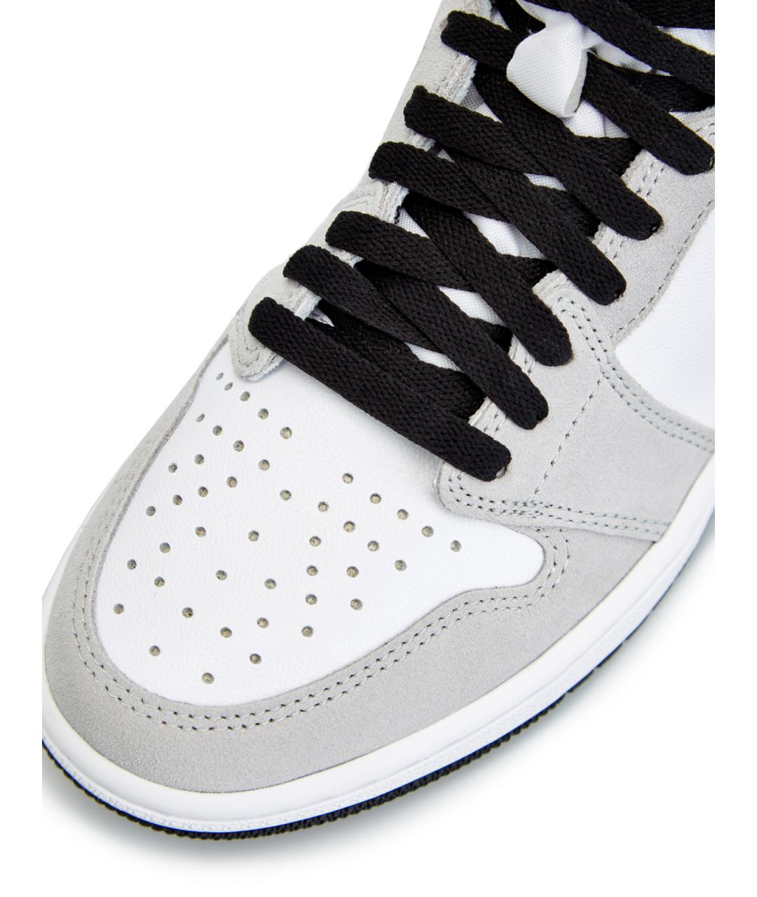 JORDAN Серые кожаные высокие кроссовки / кеды, фото 6