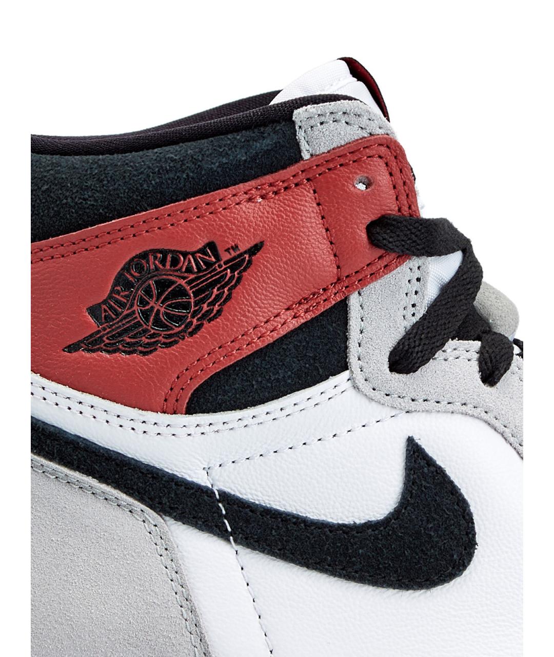 JORDAN Серые кожаные высокие кроссовки / кеды, фото 5