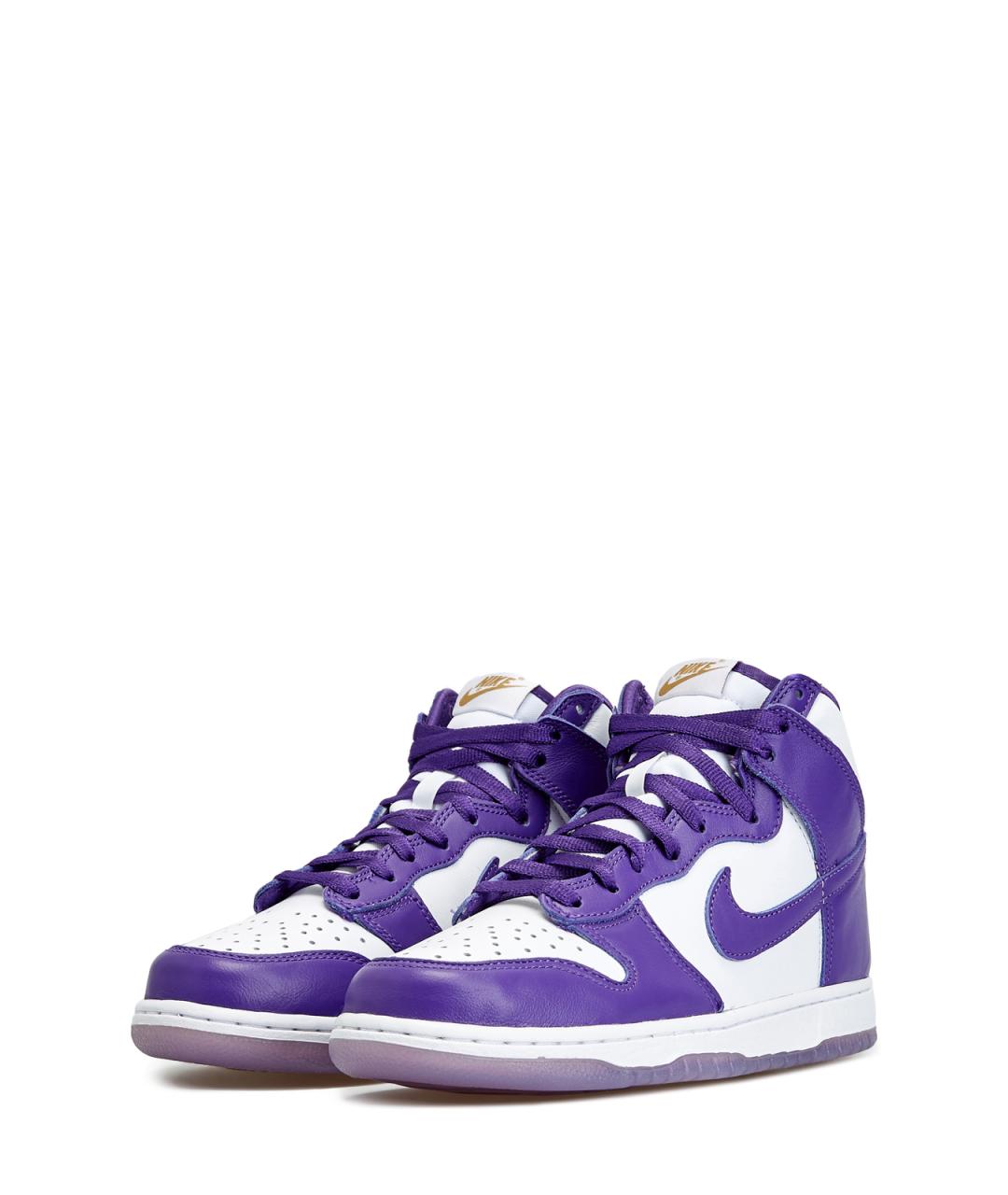 NIKE Фиолетовые кожаные высокие кроссовки / кеды, фото 2