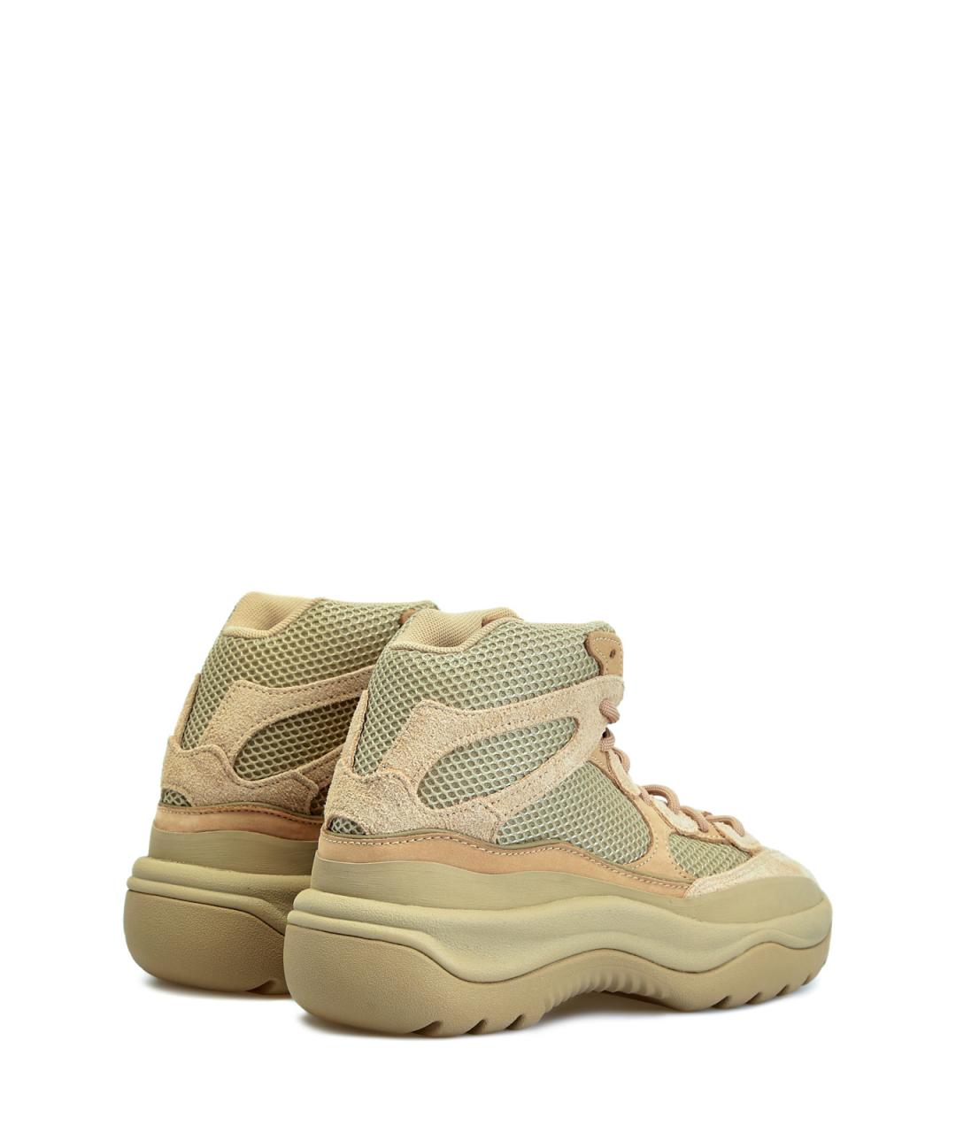 ADIDAS YEEZY Бежевые текстильные высокие ботинки, фото 3