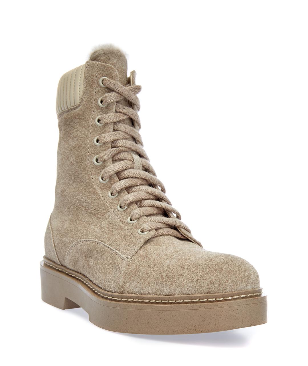 SANTONI Бежевые замшевые ботинки, фото 3