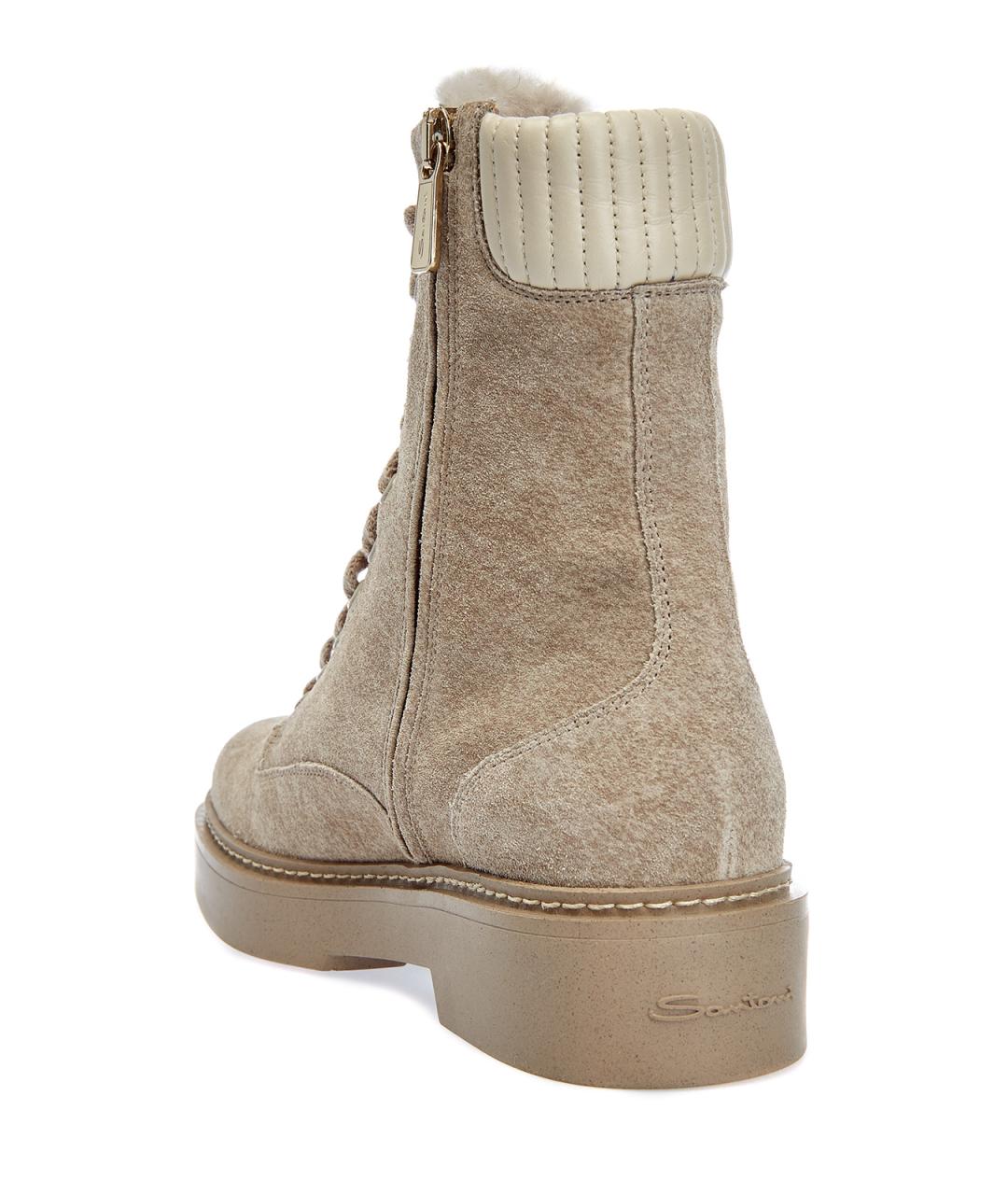 SANTONI Бежевые замшевые ботинки, фото 4