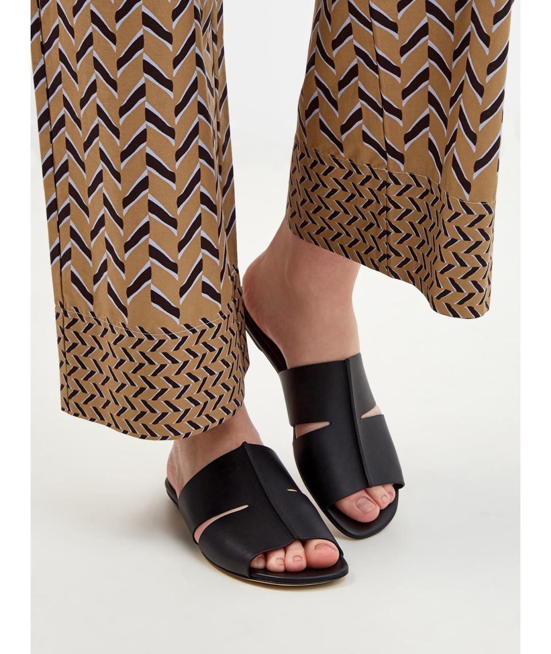 LORENA ANTONIAZZI Черные кожаные шлепанцы, фото 2