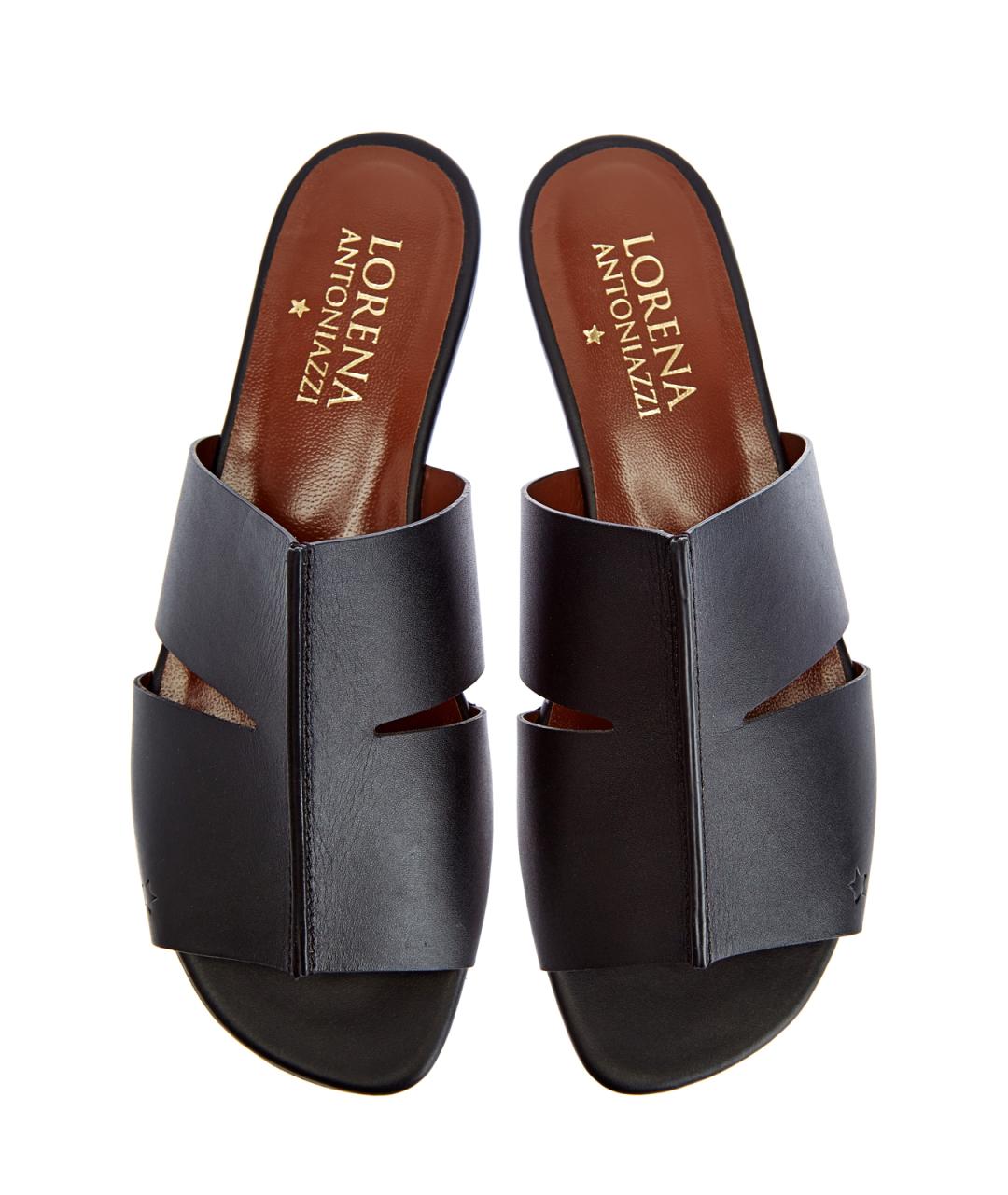 LORENA ANTONIAZZI Черные кожаные шлепанцы, фото 6