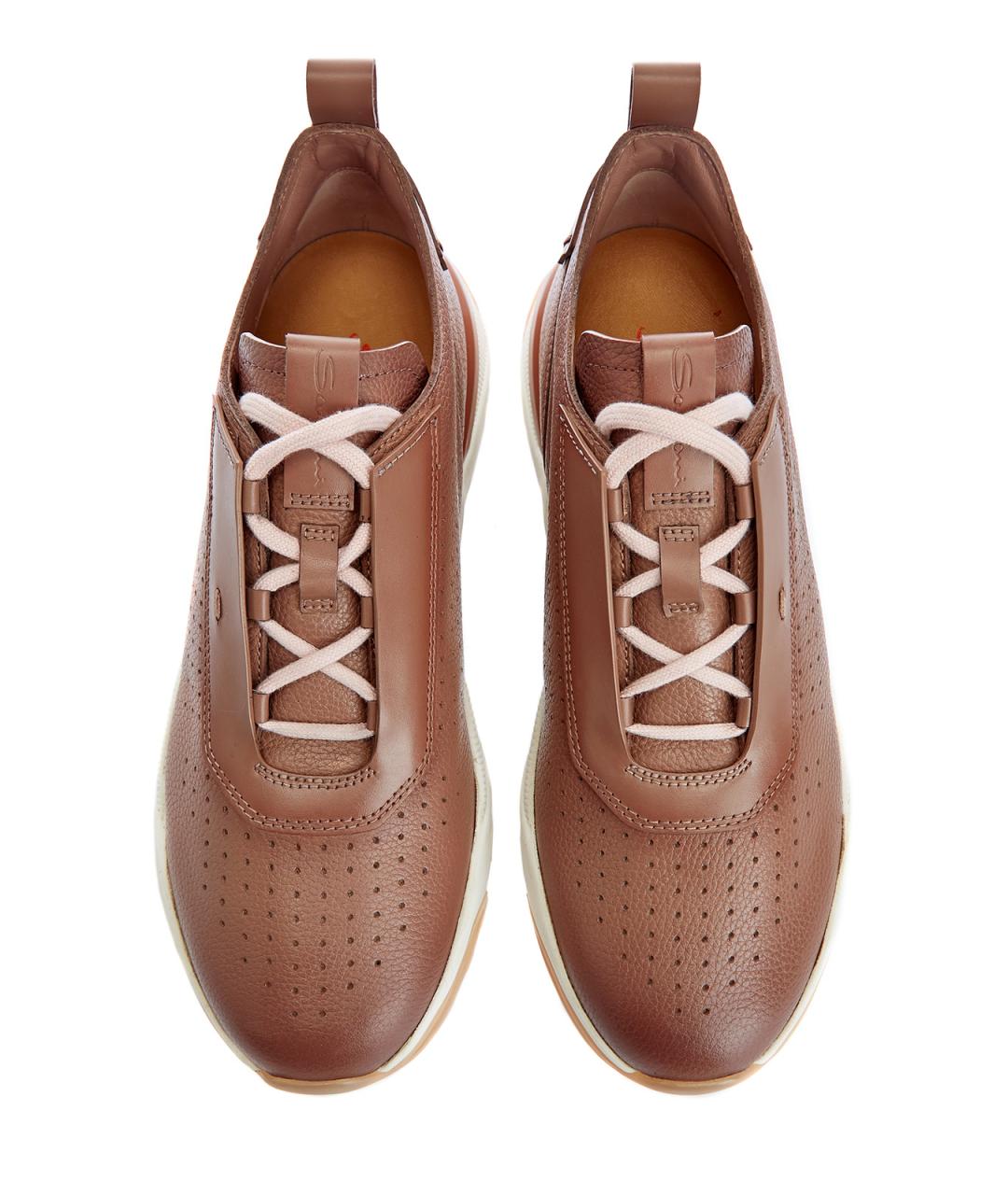 SANTONI Коричневые кожаные кроссовки, фото 5